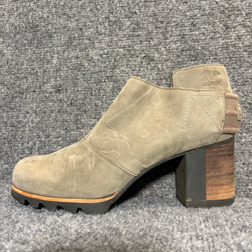 Sorel Addington Strap Bootie Grey Suede Waterproof Lug Sole Ankle Boots Size 8
